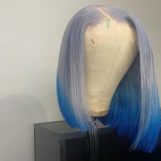 Human Hair Lace Front Bob Wig Ombre Bob, Raw Hair, Straight Lace Front Wigs, Peruvian Hair, Headband Wigs, Bob Wig, Ombre Color, Baddie Hairstyles, Blue Ombre