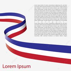 a red, white and blue ribbon on a white background with space for your text