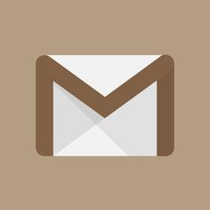 an email envelope with the letter m on it's front and bottom corner, in brown