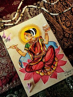 Annapurna Painting, Annapurna Devi Painting, Annapurna Devi, Buddhist Art Drawing, Kalamkari Painting, Boho Art Drawings, Indian Art Gallery, Indian Painting, Vedic Art