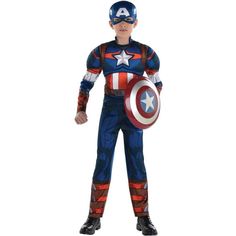 a young boy dressed in captain america costume