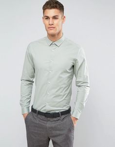 Discover Fashion Online Sage Green Shirt, Green Shirt Outfits, Green Shirt Men, Grey Pants Men, Asos Menswear, Shirt Outfit Men, Sage Green Dress, Wedding Party Outfits, Green Shirt Dress