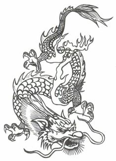 a drawing of a dragon on a white background