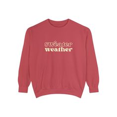 Bundle up, buttercup! Our "Sweater Weather" Sweatshirt is here to wrap you in a cozy embrace warmer than your ex's apology text. This isn't just a sweatshirt – it's a wearable ode to that magical time of year when leaves turn crisp and your dating standards turn flexible. Perfect for sipping pumpkin spice lattes, pretending to enjoy football, or aggressively cuddling your cat while scrolling through dating apps. With this sweatshirt, you're not just embracing autumn, you're practically french-ki Cozy Long Sleeve Weekend Tops, Cozy Long Sleeve Tops For Weekend, Winter Leisure Sweater With Letter Print, Leisure Winter Sweater With Letter Print, Fall Cotton Sweater For Leisure, Fall Leisure Cotton Sweater, Trendy Fleece Crew Sweater, Winter Crew Neck Leisure Sweater, Winter Crew Neck Sweater For Leisure