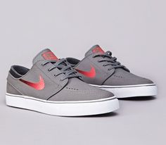 Nike SB Stefan Janoski Low-Medium Base Grey-Laser Cromson-Black #Grey #Womens #Sneakers Nike Outlet, Casual Footwear, Coconut Rice, Nike Free Shoes, Nike Shoes Outlet, Cheap Nikes, Running Shoes Nike