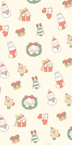 an image of christmas wallpaper with santa claus and other holiday related items on it