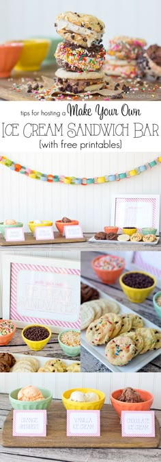 ice cream sandwich bar with free printables