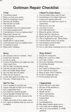 Gottman Repair, Gottman Repair Checklist, Relationship Repair, Feeling Unappreciated, John Gottman, Relationship Lessons, Relationship Therapy, Relationship Psychology, Healthy Relationship Tips