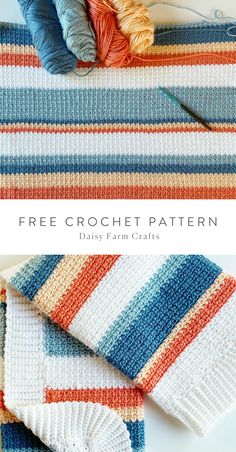 a crocheted blanket with yarn on it and the text, free crochet pattern