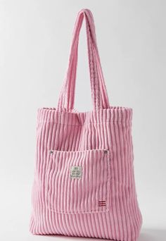 Tiny Tops, Handpainted Tote Bags, Wide Wale Corduroy, Corduroy Tote Bag, Tote Bag With Pockets, Spring Styles, Pink Tote Bags, Pink Tote, Tote Bag Pattern