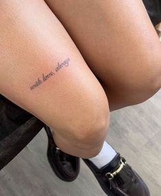 a woman's legs with the words, we wish love always written on them