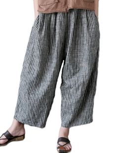 PRICES MAY VARY. Features: Linen pants women,has special hi low pockets,striped and solid color for you,elastic waist can make a nice fit Material:Baggy palazzo capri pants for women is breathble and soft,it's comfortable to wear,striped style made of cotton linen,the solid style made of linen Match:Women's casual harem crop pants,it's very easy to match with tops,t-shirt,shirts,coat,sneakers, sandals,flat shoes and boots etc Occasion: Ladies wide leg boho pants,suitable for everyday wear,trval, Plus Size Harem Pants, Casual Linen Pants, Bohemian Pants, Gaucho Pants, Hippie Pants, Pants Cotton, Boho Pants, Pants With Pockets, Cuffed Pants