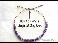 how to make a single sliding knot bead necklace with beads and cord on white background