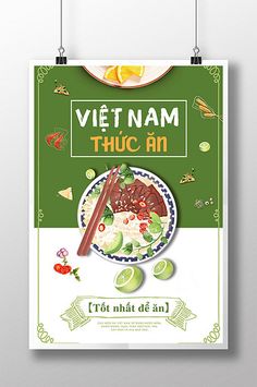 Vietnamese Poster Design, Vietnamese Food Traditional, Food Catalog, Food Typography, Green Illustration, Pop Illustration, Traditional Books, Food Banner