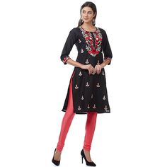 Captivate the rest with your elegance and charm, as you don this Black Colored Kurti from Sparx. Made from Georgette, this Kurti is light in weight and perfect for daily wear. This attractive kurti will surely fetch you compliments for your rich sense of style. Colour: Black Fabric: Georgette Length: Knee Length Sleeve Style: 3/4th Sleeves Work: Heavy Embroidery Heavy Embroidery, Black Fabric, Sleeve Styles, Daily Wear, Knee Length, Length Sleeve, Dresses For Work, Sense, Embroidery