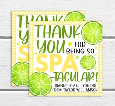 thank you for being so spa - taculari with limes and gingham