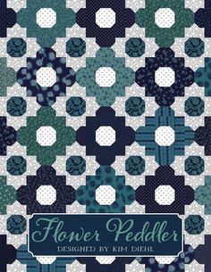 the cover of flower peddler, designed by kim dein with blue and green flowers