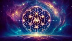 the flower of life in space surrounded by stars