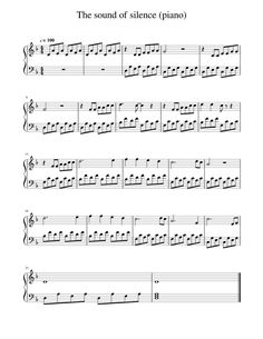 the sound of silence piano sheet music for kids and adults, with notes on it