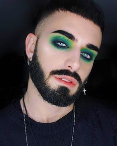 Emerald Palette, Drag King Makeup, Fantasy Make-up, Drag Make-up, Punk Makeup, Pride Makeup