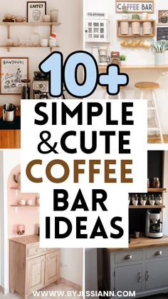 10+ Simple & Cute Coffee Bar Ideas - Minimalist Decor Inspo Studio Coffee Bar, K Cup Coffee Station, China Cabinet Into Coffee Bar, Coffee Bar Ideas On Countertop, Coffee Bar Wall Shelves, Dresser Turned Into Coffee Bar, Coffee Mug Shelf Display, Coffee Storage Ideas, Coffee Bar In Office