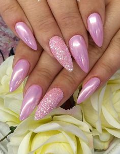 Nail White Chrome, Blue Chrome Nail, Nail Design Blue, Pink Chrome Nail, Chrome Nail Design, Summer Chrome Nails, Nail Silver, Nail Chrome, Red Chrome Nails