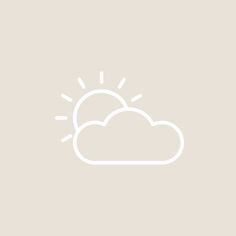 the sun and clouds are shown in this minimalistic graphic art style, with white outlines