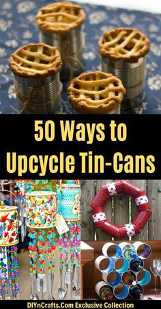 the cover of 50 ways to upcycle tin cans