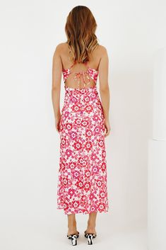 Spring Women Clothes Sweet Sleeveless Printed Strap Maxi Dress for Women Sundress - Red,XS Sleeveless Midi Dress For Garden Party During Beach Season, Sleeveless Sundress For Beach Season Picnic, Pink Halter Dress For Summer Parties, Sleeveless Midi Dress For Spring Summer Parties, Sleeveless Midi Dress For Garden Party And Beach Season, Pink Backless Sundress For Vacation, Pink Floral Print Sleeveless Dress For Beach, Pink Backless Sundress For Beach, Pink Summer Halter Dress For Beach Season