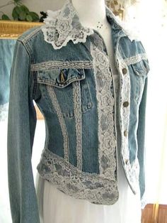 an old jean jacket with lace on it