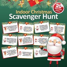 an outdoor christmas scavenger hunt with santa claus