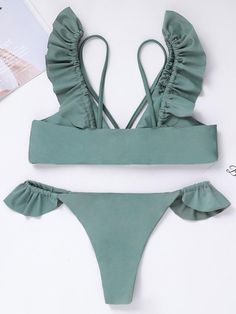 Sku CY-!25411 Material Polyester Style Bralette , Padded Feature Plain , Ruffled Occasion Beach , Sexy , Swimming Pool Type Bikini Swimsuit Color ARMY GREEN,RED,YELLOW Size S,M,L Size chart: Please consult the size chart we provide for this item's measurements to help you decide which size to buy. Please note: There may be 1-3cm differ due to manual measurement. CMINCH Cm Cup Bust Waist Hips S A-B 72-80 60-66 78-85 M B-C 80-88 64-70 85-91 L C-D 88-95 68-74 91-97 Yellow Swimsuits, Two Piece Swimsuit, Boho Style Dresses, Yoga Activewear, Beach Swimwear, Urban Looks, Style Minimalist, Kids Sweater, Cozy Fashion