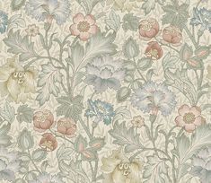 a wallpaper with flowers and leaves on it