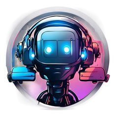 an image of a robot with headphones on it's ears and glowing eyes