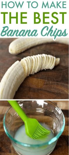 how to make the best banana chips in a glass bowl with a green plastic fork