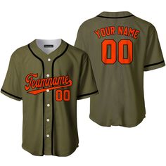 Custom Olive Orange Black Custom Baseball Jerseys For Men & Women School Clubs, Professional Look, 3d T Shirts