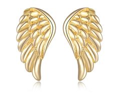 Elevate any ensemble with the heavenly and sparkly glamour of these angel wing stud earrings. From Silver Style®. Angel Wing Stud Earrings, Silver Angel Wings, Silver Style, Angel Wings, Ear Piercings, Silver Fashion, 18k Gold, Jewelry Earrings, Yellow Gold