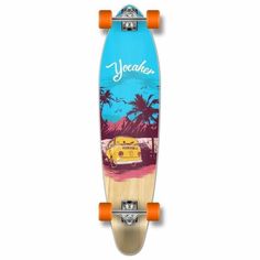 VW Blue N' Red 40 Kicktail Longboard from Punked - Complete - Longboards USA Beach Elements, Pintail Longboard, Deck Shapes, Plastic Decking, Pastel Color Palette, Go Ride, California Vibe, Deck Size, Longboard Skateboard