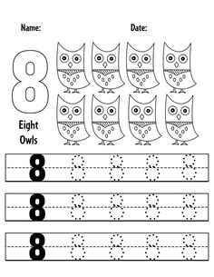 Free Number 8 Tracing Page for Pre-K! English Activities