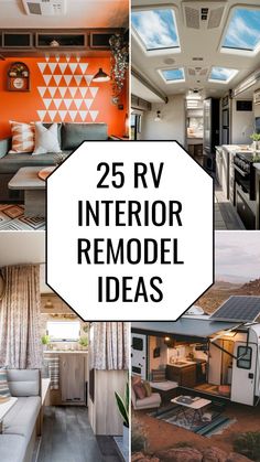 Collage of  RV interior remodel ideas. From bold accent walls to cozy seating, discover creative upgrades perfect for road trips! Rv Ideas Interior Upgrade Renovation, Diy Rv Remodel Rv Interior, Rv Tv Area Remodel, Travel Trailer Interior Decor, Diy Camper Upgrades, Modern Farmhouse Rv Remodel, Motorhome Makeover Diy Ideas, Camper Redo Travel Trailer Remodel, Rv Remodeling Ideas Rv Interior