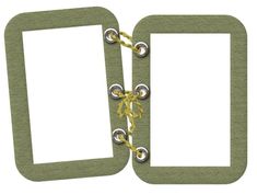 two green frames with yellow string and white paper on the bottom one has an empty space for text