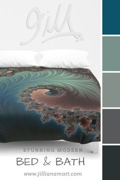 a bed and bath cover with an artistic design