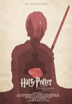 the poster for harry potter is shown in red