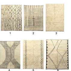 four different types of rugs are shown in this image, each with an interesting design