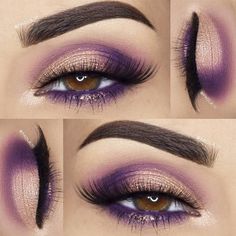 Pretty Makeup Ideas, Light Brown Eyes, Makeup Cantik, Make Up Designs, Mekap Mata, Wedding Makeup For Brown Eyes, Purple Eye Makeup, Purple Makeup, Makijaż Smokey Eye