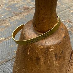 Indian Lake Gold Plated Custom Stamped Cuff Bracelet Leather Bracelet