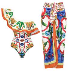 BACK IN STOCK Elegant Swimwear, Swimsuit Floral, Beach Luxury, Skirt Coverup, Printed Fashion, Retro Swimsuit, Floral One Piece Swimsuit, Floral One Piece, Swimwear Sets