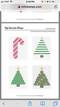 the cross stitch christmas tree pattern is shown on an iphone screen, and it appears to be in progress