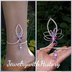 Wire Wrapped Flower, Leg Bracelet, Arm Cuff Bracelet, Silver Ankle Bracelet, Anklets For Women, Ankle Jewelry, Wire Jewelry Designs, Magical Jewelry, Diy Wire Jewelry