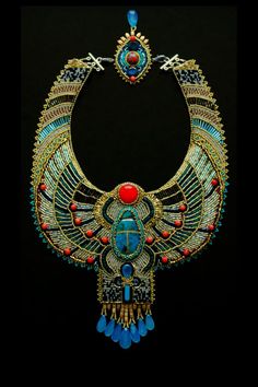 Ancient Egyptian Jewelry, Egyptian Necklace, Egyptian Scarab, Embroidered Necklace, Long Pearl Necklaces, Necklace Indian